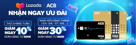 Ưu đãi Thẻ tín dụng Quốc tế ACB cùng Lazada