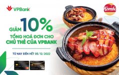 KOMBO: Giảm 10% tổng hóa đơn cho chủ thẻ của VPBank