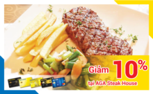 Aga Steak House giảm đến 10% cho chủ thẻ Nam Á Bank