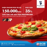 Buzza Pizza miễn phí 1 pizza trị giá 150k hoặc giảm 35% cho chủ thẻ SCB