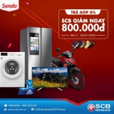 Sendo giảm ngay 800.000 đồng cho chủ thẻ tín dụng SCB