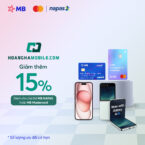 Giảm thêm 15% dành cho chủ thẻ MB NAPAS hoặc MB Mastercard tại cửa hàng HOÀNG HÀ MOBILE