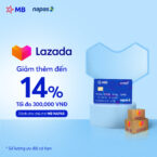 Giảm thêm đến 14% dành cho chủ thẻ MB NAPAS khi mua sắm tại Lazada